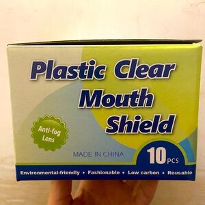 10pcs/pack: clear plastic mouth shields. BRAND NEW